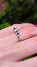 Load image into Gallery viewer, 2822: Platinum Princess Cut Diamond (0.45ct) Blue Sapphires 3-Stone Ring
