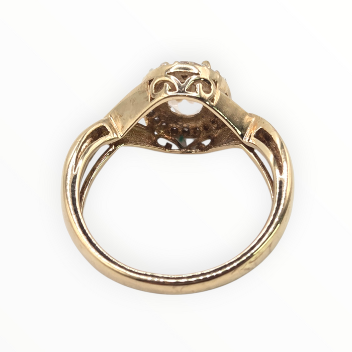 2720: Vintage 9ct Gold Pink Morganite 22  Natural Sparkling Diamonds Dress Ring