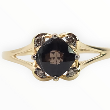 Load image into Gallery viewer, 2721: 14ct Gold Cognac Quartz Natural Chocolate Diamonds Ring
