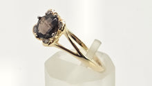 Load image into Gallery viewer, 2721: 14ct Gold Cognac Quartz Natural Chocolate Diamonds Ring
