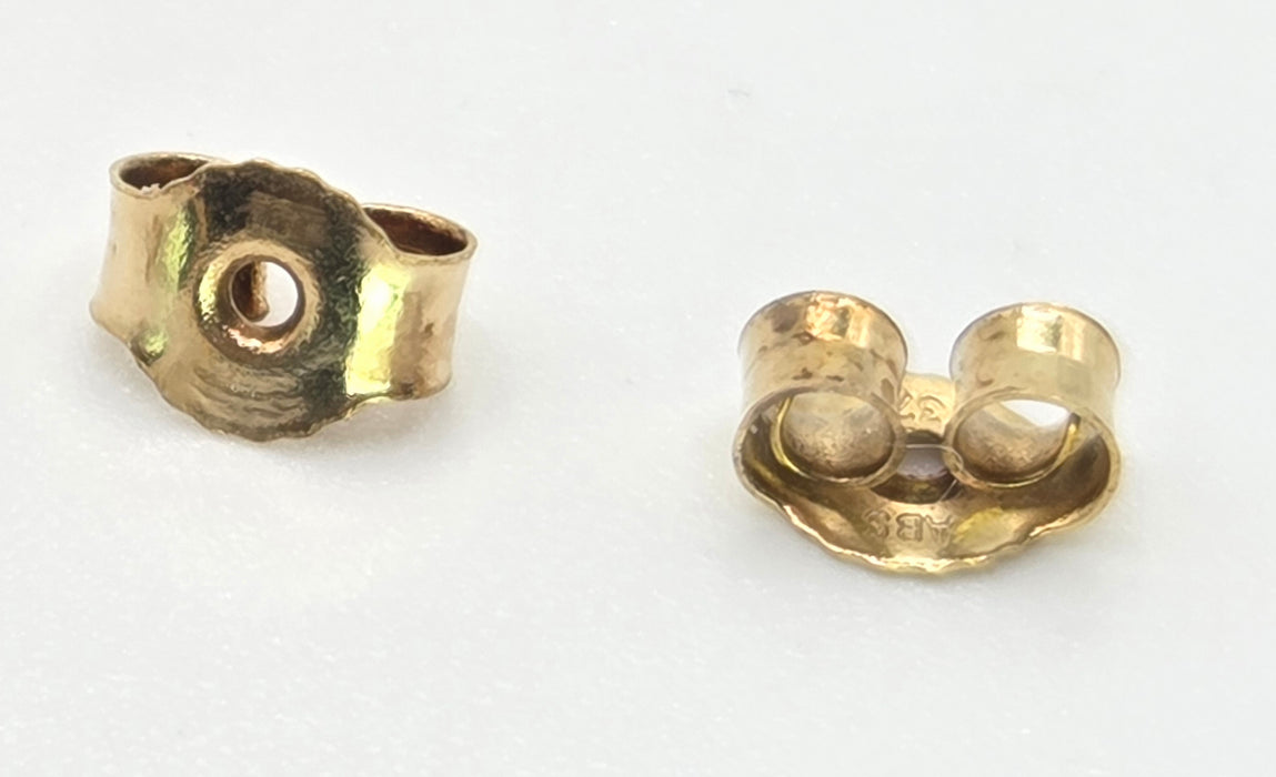 2722: Vintage 9ct Mixed Gold Stud Earrings- Yellow & White Gold