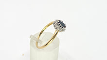Load image into Gallery viewer, 2762: Vintage 18ct Gold Blue Sapphire 16 Natural Diamonds Daisy Cluster Ring
