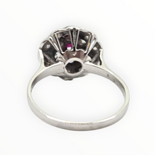 Load image into Gallery viewer, 2821- Vintage 14ct White Gold  Ruby Natural Sparkling Diamonds (1.58ct) Cluster Ring
