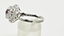 Load image into Gallery viewer, 2821- Vintage 14ct White Gold  Ruby Natural Sparkling Diamonds (1.58ct) Cluster Ring
