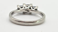 Load image into Gallery viewer, 2822: Platinum Princess Cut Diamond (0.45ct) Blue Sapphires 3-Stone Ring
