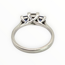 Load image into Gallery viewer, 2822: Platinum Princess Cut Diamond (0.45ct) Blue Sapphires 3-Stone Ring
