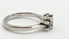 Load image into Gallery viewer, 2822: Platinum Princess Cut Diamond (0.45ct) Blue Sapphires 3-Stone Ring
