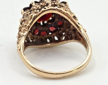 Load image into Gallery viewer, 2959- Vintage 9ct Gold 12 Vivid Red Garnets Cluster Ring- Pre-1975
