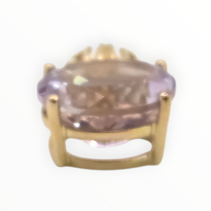 0890 Vintage: 9ct Yellow Gold Oval Lilac Amethyst Pendant