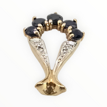 Load image into Gallery viewer, 2811 : Vintage 9ct Gold Sapphires Diamonds Pendant
