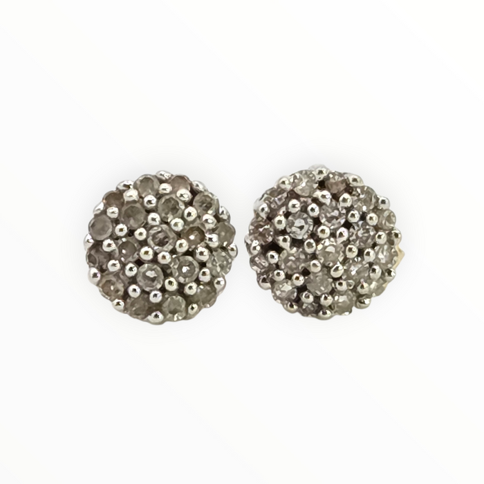 2816 Vintage 18ct Gold Natural Sparkling Diamonds Stud Earrings