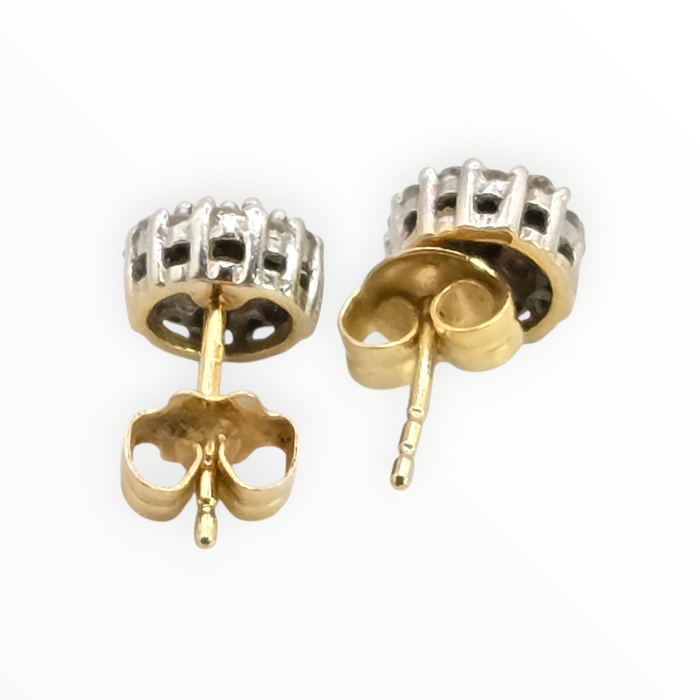 2816 Vintage 18ct Gold Natural Sparkling Diamonds Stud Earrings