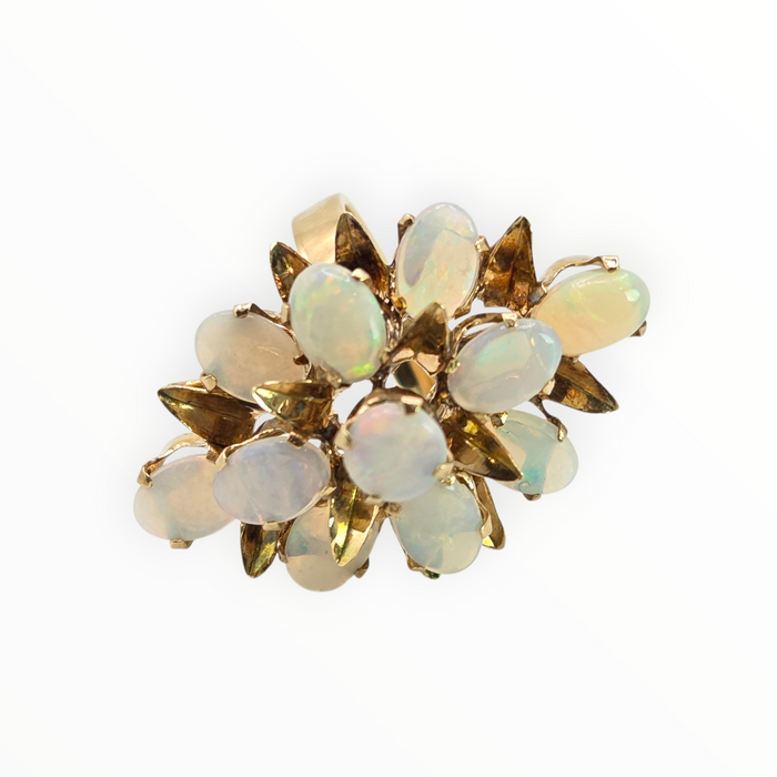 2829 Vintage 18ct Gold White Opals Domed Cluster Statement Ring