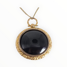 Load image into Gallery viewer, 2736 Victorian 9ct Gold Large Ornate Black Onyx Pendant &amp; Chain (55cm)
