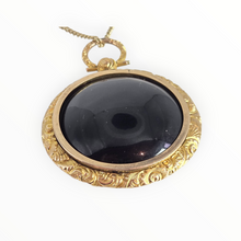 Load image into Gallery viewer, 2736 Victorian 9ct Gold Large Ornate Black Onyx Pendant &amp; Chain (55cm)
