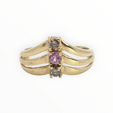 Load image into Gallery viewer, 2939: 9ct Gold Chocolate Diamonds Pink Topaz Geometric Set Ring
