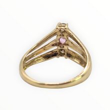 Load image into Gallery viewer, 2939: 9ct Gold Chocolate Diamonds Pink Topaz Geometric Set Ring
