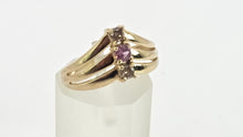 Load image into Gallery viewer, 2939: 9ct Gold Chocolate Diamonds Pink Topaz Geometric Set Ring
