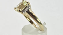 Load image into Gallery viewer, 2933: Vintage 9ct Gold Mint Green Citrine 10 Diamonds Dress Ring
