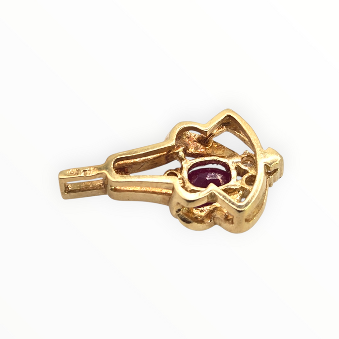 2935 Vintage 18ct Gold Ruby Sparkling Natural Diamonds Pendant