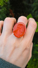 Load image into Gallery viewer, 2944: Rare 9ct Gold Intaglio  Carved Orange Carnelian Ring- From 1944
