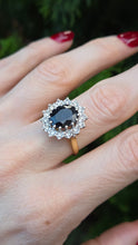 Load image into Gallery viewer, 2741: Vintage: 18ct Gold Australian Blue Sapphire Diamonds Diana Cluster Ring - From 1982
