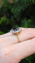 Load image into Gallery viewer, 2741: Vintage: 18ct Gold Australian Blue Sapphire Diamonds Diana Cluster Ring - From 1982
