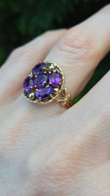Load image into Gallery viewer, 2960- Vintage 9ct Gold Purple Amethysts Cluster Ring-
