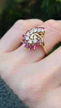 Load image into Gallery viewer, 2818: Vintage: 14c Gold Rubies Diamonds (0.55ct) Cocktail Ring- Remarkable
