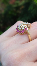 Load image into Gallery viewer, 2818: Vintage: 14c Gold Rubies Diamonds (0.55ct) Cocktail Ring- Remarkable
