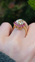 Load image into Gallery viewer, 2818: Vintage: 14c Gold Rubies Diamonds (0.55ct) Cocktail Ring- Remarkable
