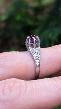 Load image into Gallery viewer, 2955: Platinum Ruby &amp; Diamonds Art Deco Ring-Geometric beauty
