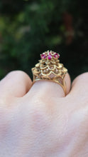 Load image into Gallery viewer, 1252: Vintage: 14ct Gold 7 Rubies Swirl Statement Cocktail Ring- Exceptional
