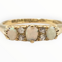 Load image into Gallery viewer, 2945 Antique  18ct Gold White Opals Natural sparking diamonds - Hallmarked in 1901
