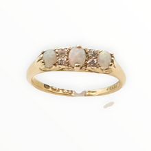 Load image into Gallery viewer, 2945 Antique  18ct Gold White Opals Natural sparking diamonds - Hallmarked in 1901
