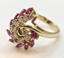 Load image into Gallery viewer, 2818: Vintage: 14c Gold Rubies Diamonds (0.55ct) Cocktail Ring- Remarkable
