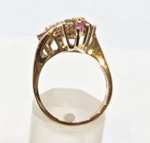 Load image into Gallery viewer, 2818: Vintage: 14c Gold Rubies Diamonds (0.55ct) Cocktail Ring- Remarkable
