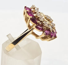 Load image into Gallery viewer, 2818: Vintage: 14c Gold Rubies Diamonds (0.55ct) Cocktail Ring- Remarkable

