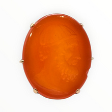 Load image into Gallery viewer, 2944: Rare 9ct Gold Intaglio  Carved Orange Carnelian Ring- From 1944
