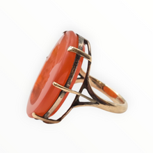 Load image into Gallery viewer, 2944: Rare 9ct Gold Intaglio  Carved Orange Carnelian Ring- From 1944
