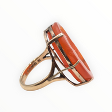 Load image into Gallery viewer, 2944: Rare 9ct Gold Intaglio  Carved Orange Carnelian Ring- From 1944

