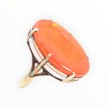 Load image into Gallery viewer, 2944: Rare 9ct Gold Intaglio  Carved Orange Carnelian Ring- From 1944
