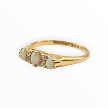 Load image into Gallery viewer, 2945 Antique  18ct Gold White Opals Natural sparking diamonds - Hallmarked in 1901
