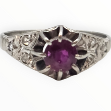 Load image into Gallery viewer, 2955: Platinum Ruby &amp; Diamonds Art Deco Ring-Geometric beauty
