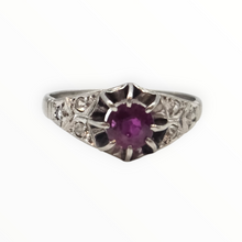 Load image into Gallery viewer, 2955: Platinum Ruby &amp; Diamonds Art Deco Ring-Geometric beauty
