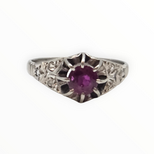 Load image into Gallery viewer, 2955: Platinum Ruby &amp; Diamonds Art Deco Ring-Geometric beauty
