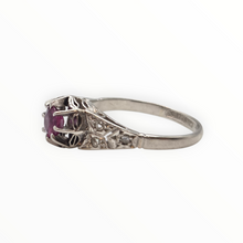Load image into Gallery viewer, 2955: Platinum Ruby &amp; Diamonds Art Deco Ring-Geometric beauty
