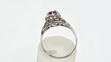 Load image into Gallery viewer, 2955: Platinum Ruby &amp; Diamonds Art Deco Ring-Geometric beauty
