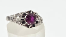 Load image into Gallery viewer, 2955: Platinum Ruby &amp; Diamonds Art Deco Ring-Geometric beauty
