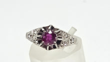 Load image into Gallery viewer, 2955: Platinum Ruby &amp; Diamonds Art Deco Ring-Geometric beauty
